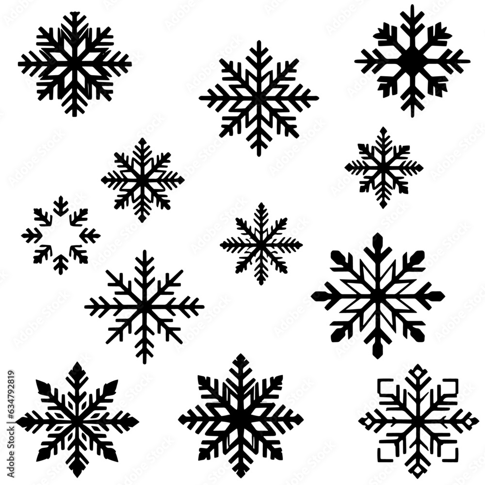 Set of snowflake for decorated Christmas isolate white background Set of snowflake for decorated Christmas isolate white background