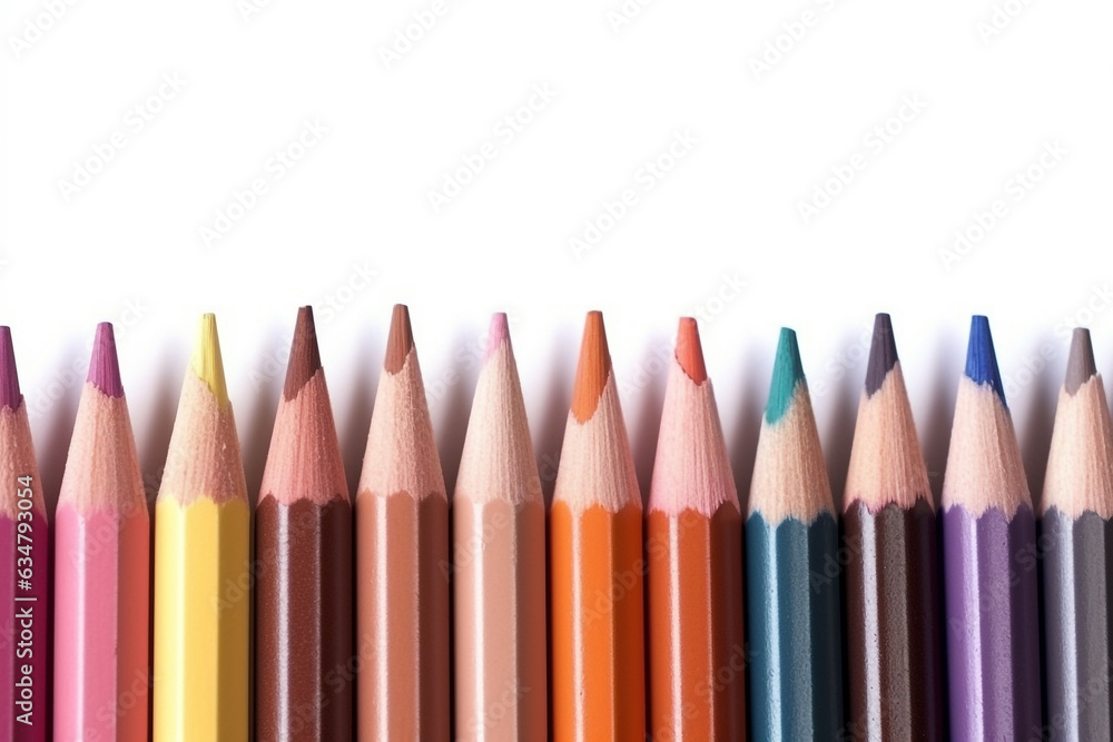 Color pencils isolated on a white background.Generative Ai. Color pencils isolated on a white background.Generative Ai.