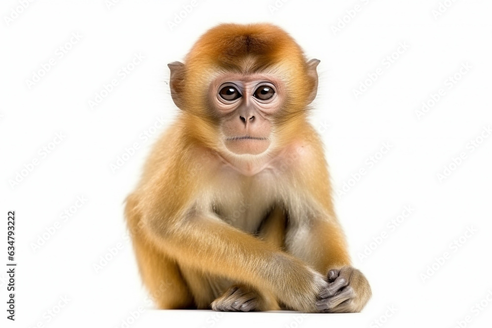 Monkey isolate on white background.Generative Ai. Monkey isolate on white background.Generative Ai.