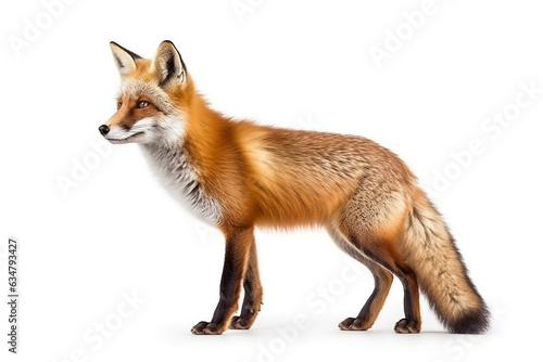 Red fox isolated on a white background.Generative Ai. © Inlovehem