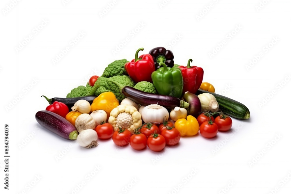 Set of mix vegetables isolate on white background.Generative Ai. Set of mix vegetables isolate on white background.Generative Ai.