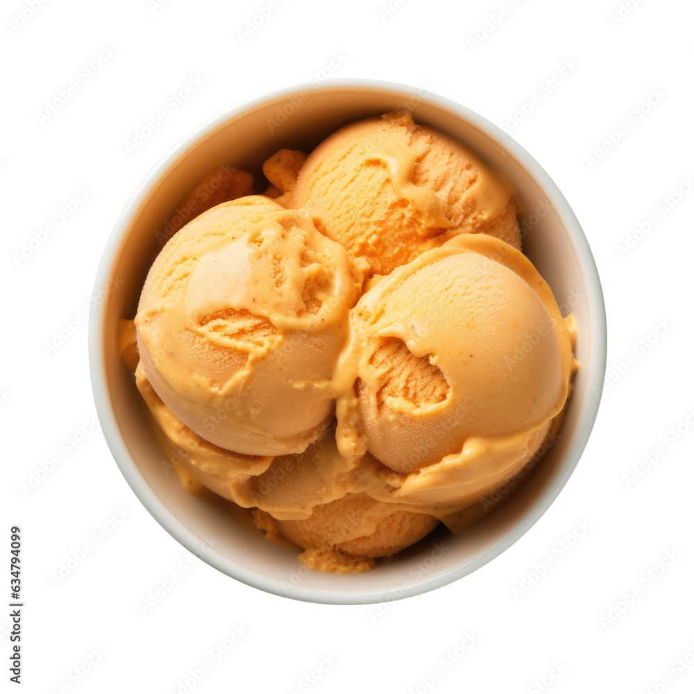Delicious Bowl of Pumpkin Ice Cream Isolated on a Transparent Background Delicious Bowl of Pumpkin Ice Cream Isolated on a Transparent Background