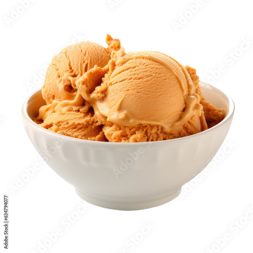 Delicious Bowl of Pumpkin Ice Cream Isolated on a Transparent Background