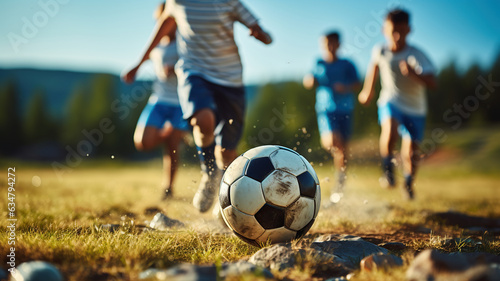 Future Stars Shine Bright, Kids' Football Match Sparks Joyful Competition. Generative AI