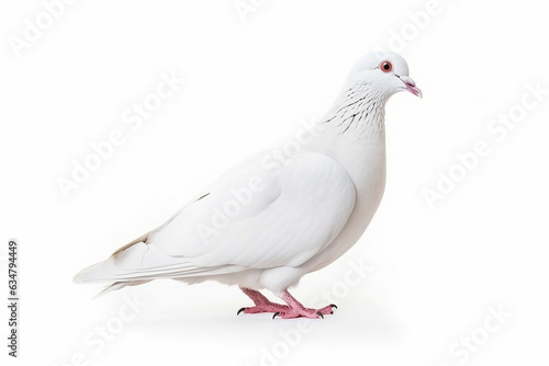 White pigeon isolate on white background.Generative Ai. © Inlovehem
