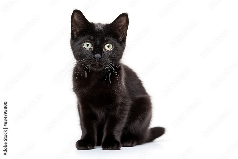 Black cat  isolate on white background.Generative Ai.