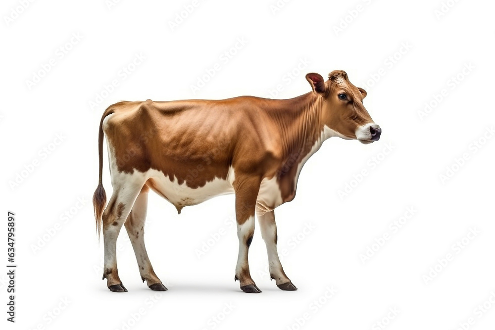 Cow isolate on white background.Generative Ai.