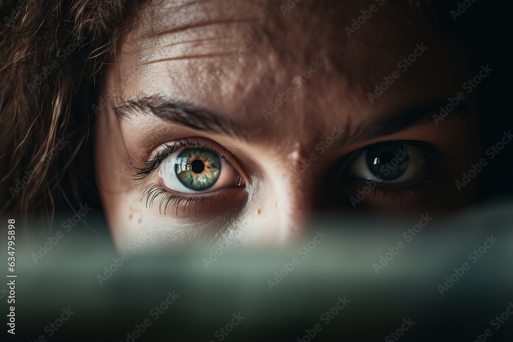 Face of frightened man close-up Face of frightened man close-up