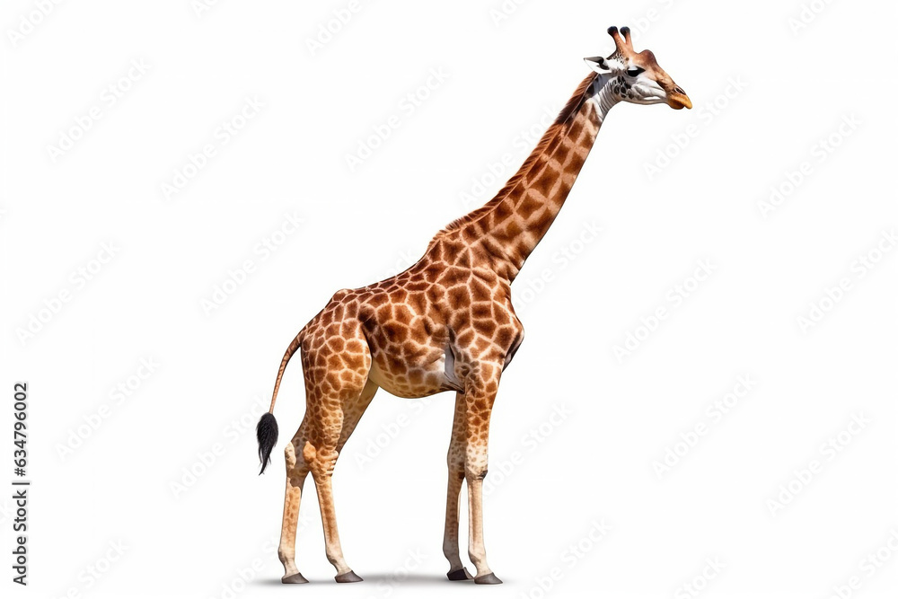 Giraffe isolated on white background.Generative Ai.