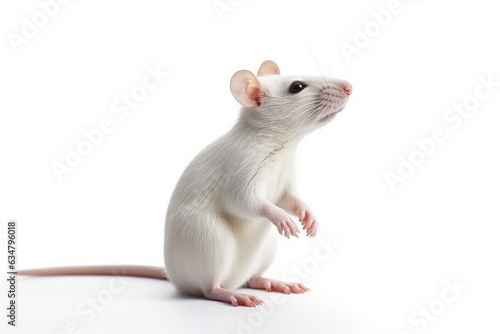 White rat isolate on white background.Generative Ai.