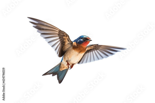 Swallow flying isolated on white background.Generative Ai. © Inlovehem