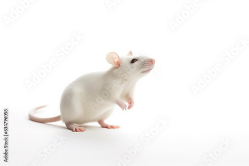 White rat isolate on white background.Generative Ai.