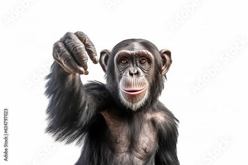 Chimpanzee isolated on white background .Generative Ai. © Inlovehem