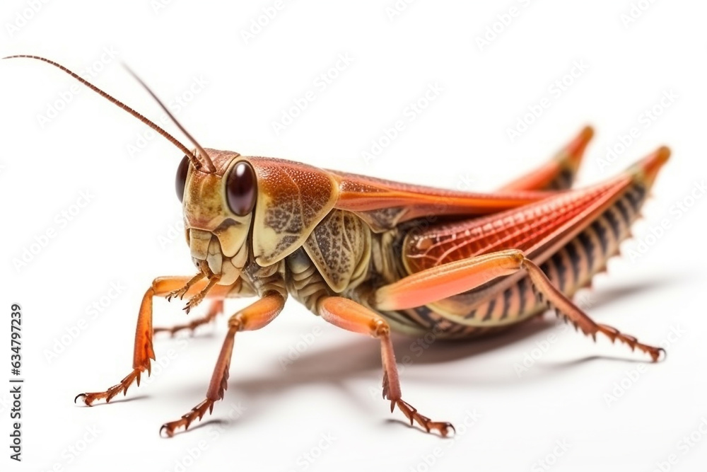 Grasshopper isolated on white background.Generative Ai. Grasshopper isolated on white background.Generative Ai.