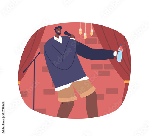 Male Comedian Performs Stand-up Comedy, Delivering Humorous Anecdotes And Witty Observations On Everyday Life