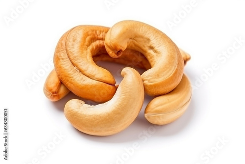 Cashew nuts isolated on white background.Generative Ai.