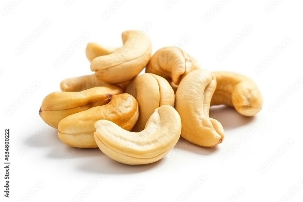 Cashew nuts isolated on white background.Generative Ai. Cashew nuts isolated on white background.Generative Ai.