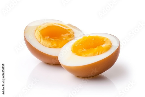 Boiled egg and isolated on white background.Generative Ai.