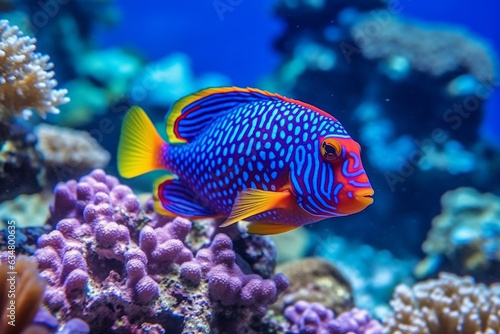 Colorful beautiful fish in the sea with beautiful corals .Generative Ai. © Inlovehem