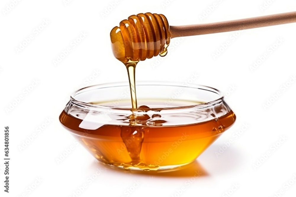 Honey isolated on white background.Generative Ai. Honey isolated on white background.Generative Ai.