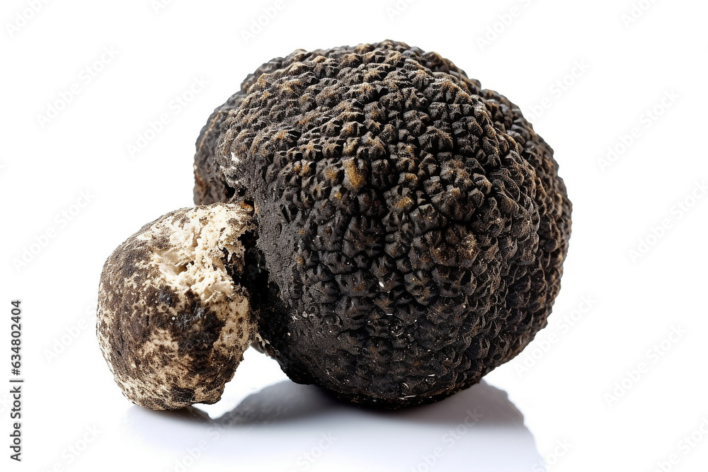 Black truffle mushroom isolate on white background .Generative Ai. Black truffle mushroom isolate on white background .Generative Ai.