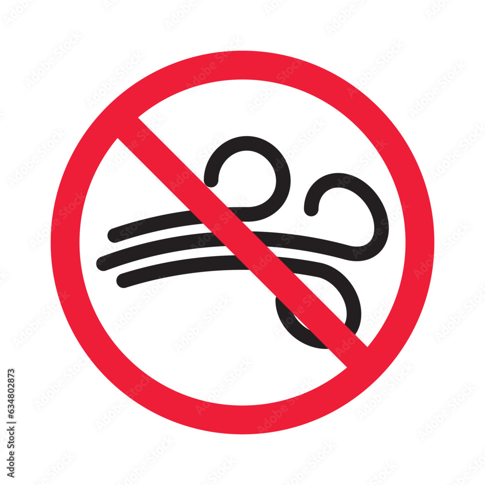 Prohibited wind vector icon. No wind icon. Forbidden windy storm icon. No wind sign. Warning, caution, attention, restriction, danger flat sign design symbol pictogram Prohibited wind vector icon. No wind icon. Forbidden windy storm icon. No wind sign. Warning, caution, attention, restriction, danger flat sign design symbol pictogram