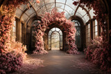  Blossom arch from pink flowers 