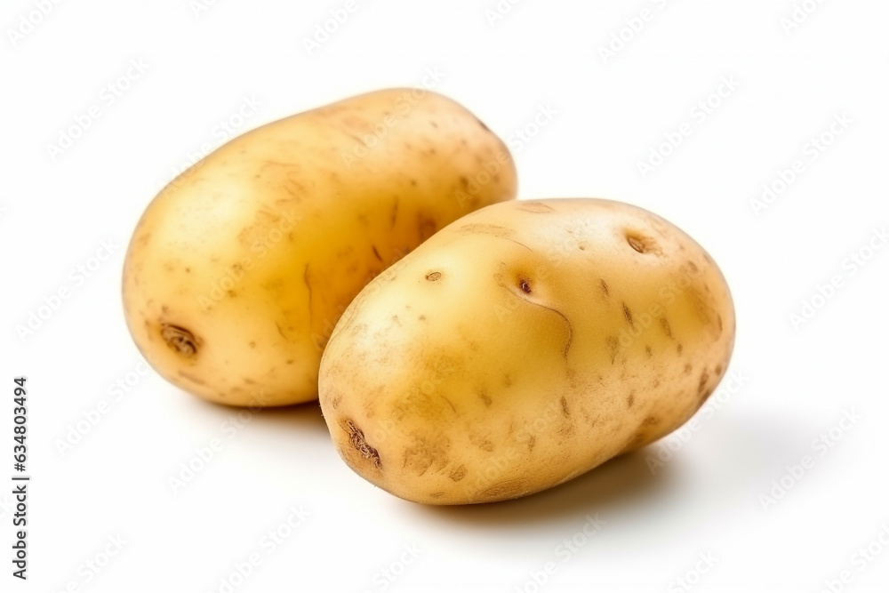 Raw potato isolated on white background.Generative Ai. Raw potato isolated on white background.Generative Ai.