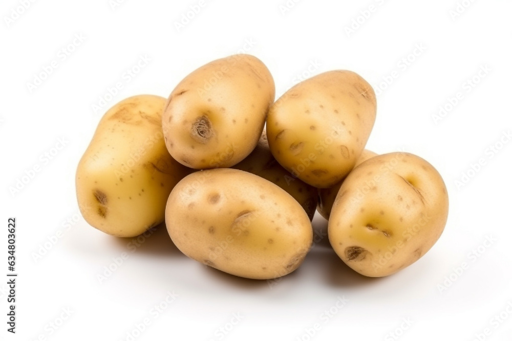 Raw potato isolated on white background.Generative Ai. Raw potato isolated on white background.Generative Ai.