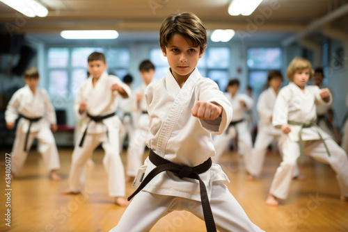 Students Fill Karate Dojo with Powerful Strikes and Spirited Kiais © AIproduction