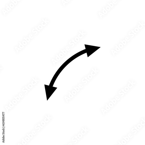 Dual semi circle arrow. Vector illustration. Semicircular curved thin small short double ended arrow.	