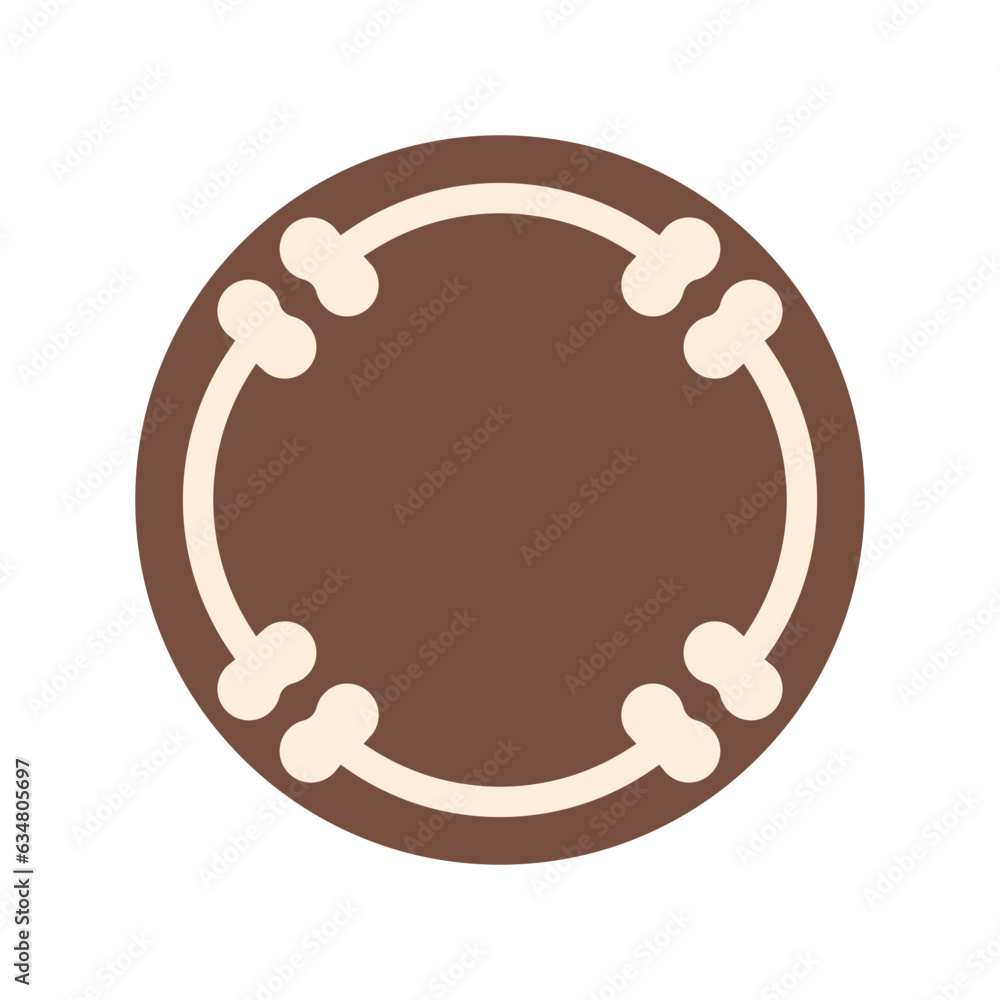 Round frame of dog bones with place and space for text or image. Vector design template on empty white background. 