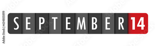SEPTEMBER 14 gray and red vector typography banner
