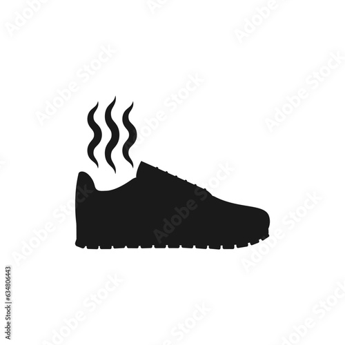 Smelly sneaker silhouette. Stinky smell shoes.  Vector on empty white background.