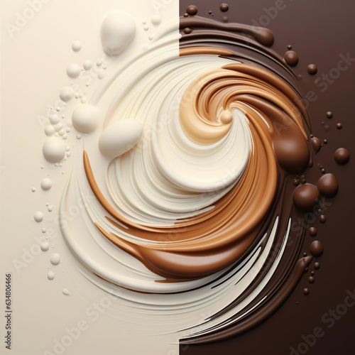 Abstract background of chocolate wave of coffee and milk pouring into each other