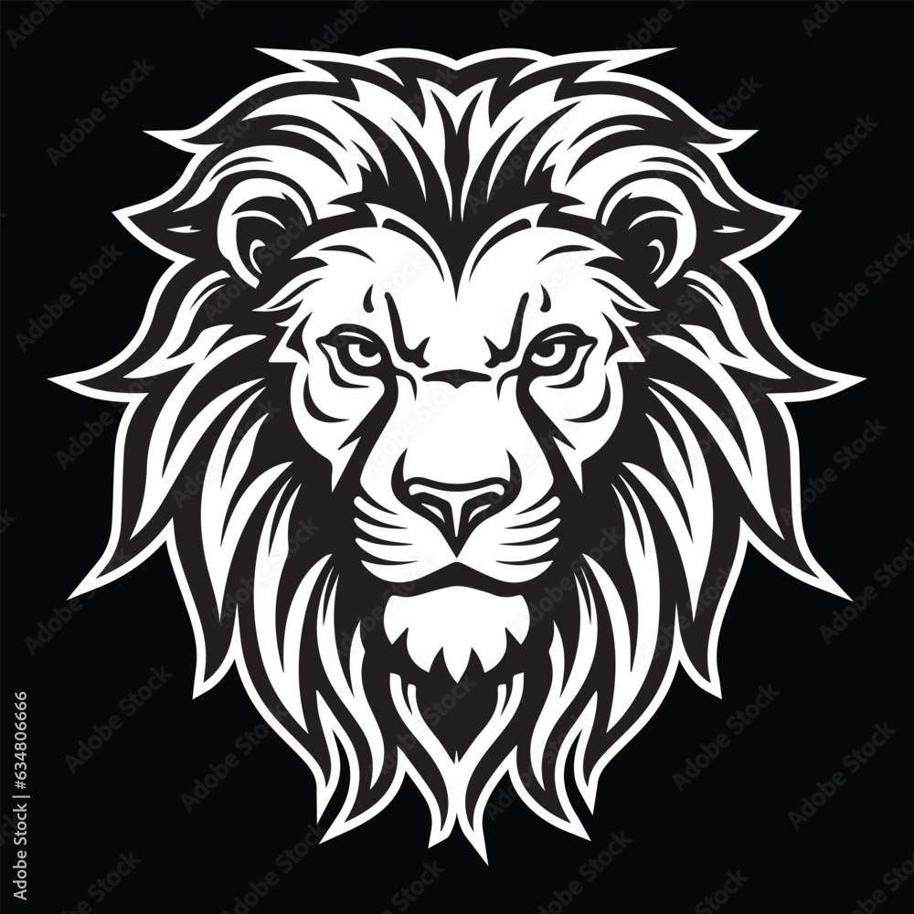 Fototapeta premium lion head illustration artwork black and white eps vector