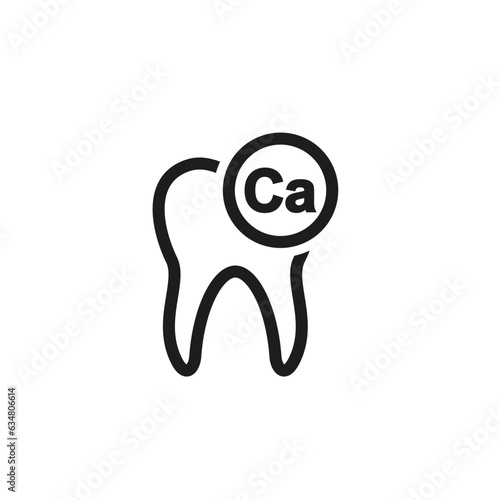 Human tooth and calcium vitamin icon.