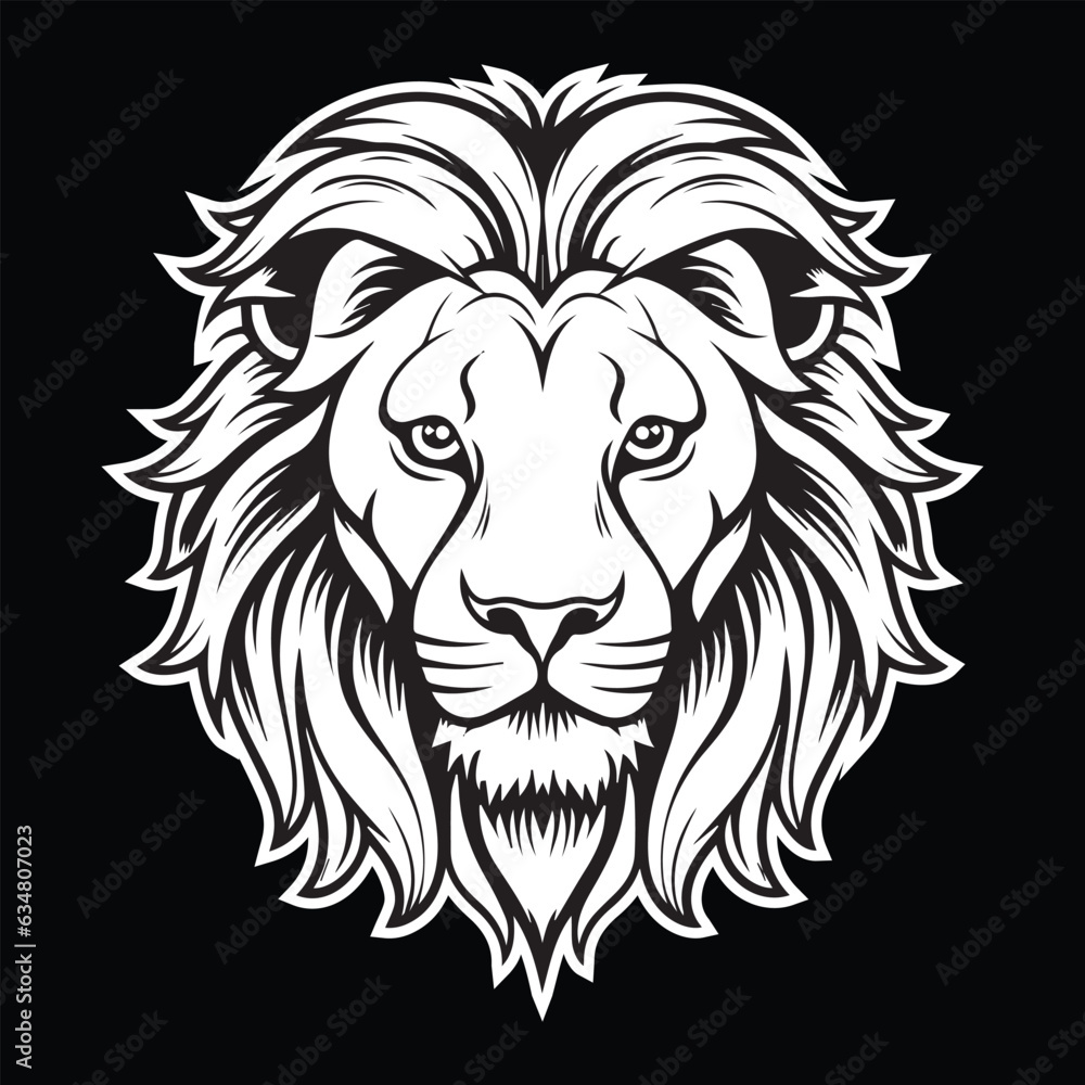 Fototapeta premium lion head illustration artwork black and white eps vector