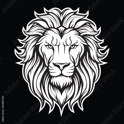 lion head illustration artwork black and white eps vector © skizophobia