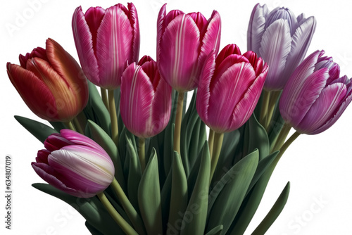 Wallpaper Mural Beautiful tulip flowers on white background. Generative AI Torontodigital.ca