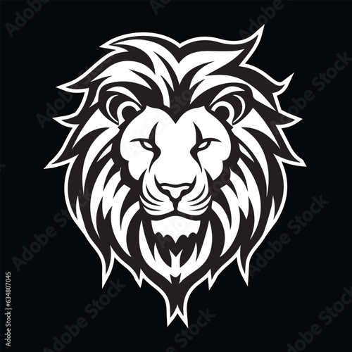 lion head illustration artwork black and white eps vector