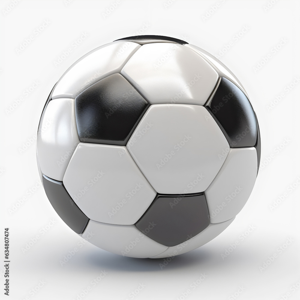 Close up realistic soccer ball isolated on white background. Generative AI