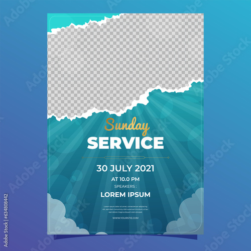 Abstract gradient christian religious event invitation church flyer poster design, Church conference concept template with space for photo. Vector illustration