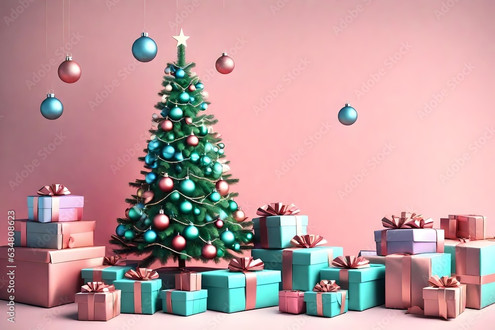 Christmas tree 3D gradient pastel background Christmas tree 3D gradient pastel background