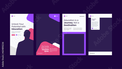 Captivating School Education Promotion Collection designed for vertical standee roll-up banners and social media story templates. This collection embodies the essence of education.