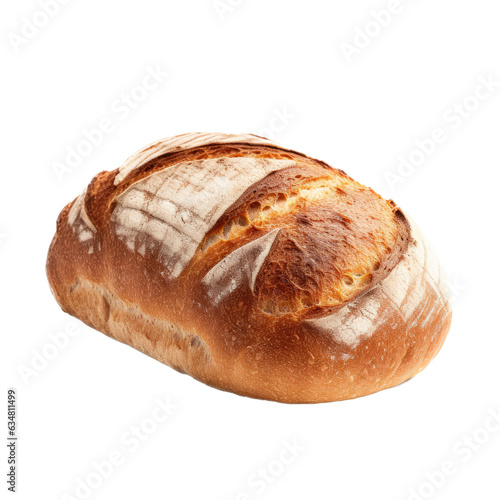 a Fresh baked loaf of bread in a Food-themed, photorealistic illustration in a transparent PNG, cutout, and isolated .Generative AI