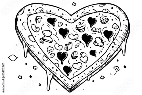 Slice of pizza lover ink sketch. Engraving style vector illustration. Art for print, design, banner.