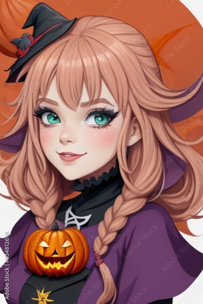 Autumn iconpack of a charming girl as Halloween Autumn iconpack of a charming girl as Halloween