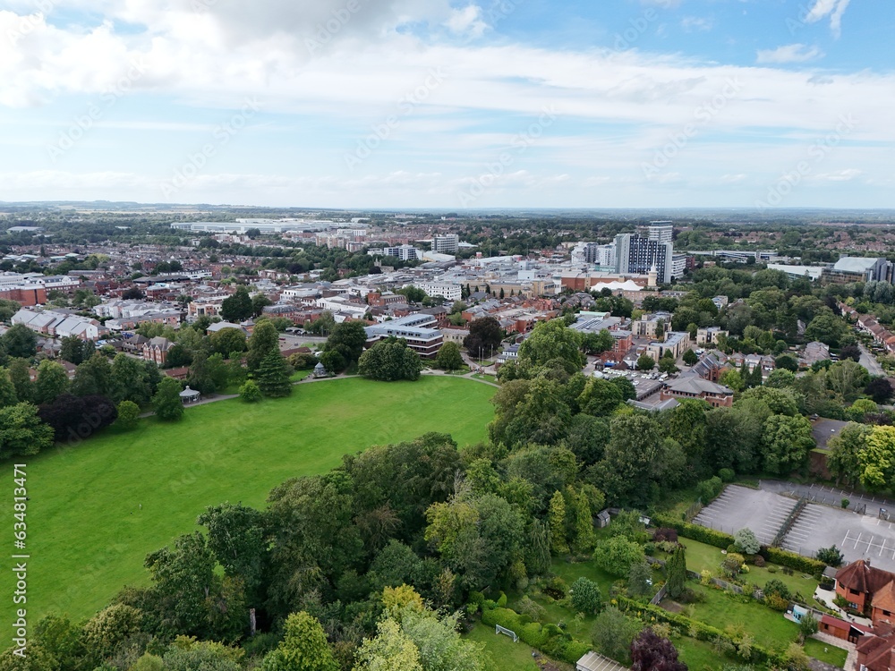 Basingstoke town Hampshire UK drone,aerial  low angle