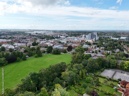 Basingstoke town Hampshire UK drone,aerial low angle